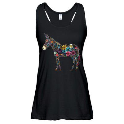 Cute Flower Donkey On Summer Floral Donkey Ladies Essential Flowy Tank