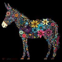 Cute Flower Donkey On Summer Floral Donkey Flatbill Hat