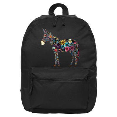 Cute Flower Donkey On Summer Floral Donkey 16 in Basic Backpack
