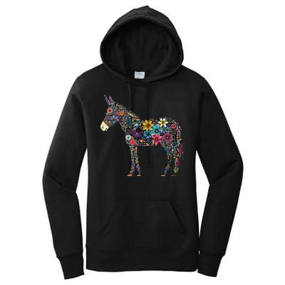 Cute Flower Donkey On Summer Floral Donkey Women's Pullover Hoodie