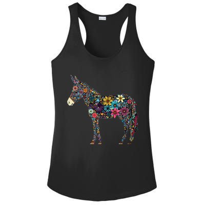 Cute Flower Donkey On Summer Floral Donkey Ladies PosiCharge Competitor Racerback Tank