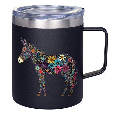 Cute Flower Donkey On Summer Floral Donkey 12oz Stainless Steel Coffee Mug