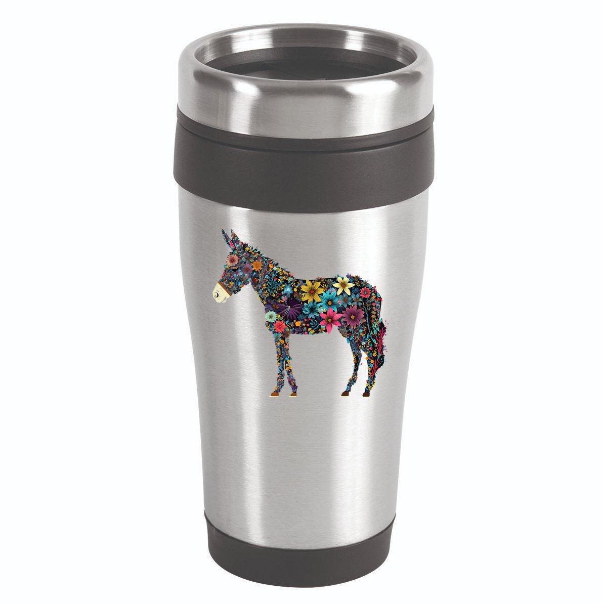 Cute Flower Donkey On Summer Floral Donkey 16oz Travel Tumbler