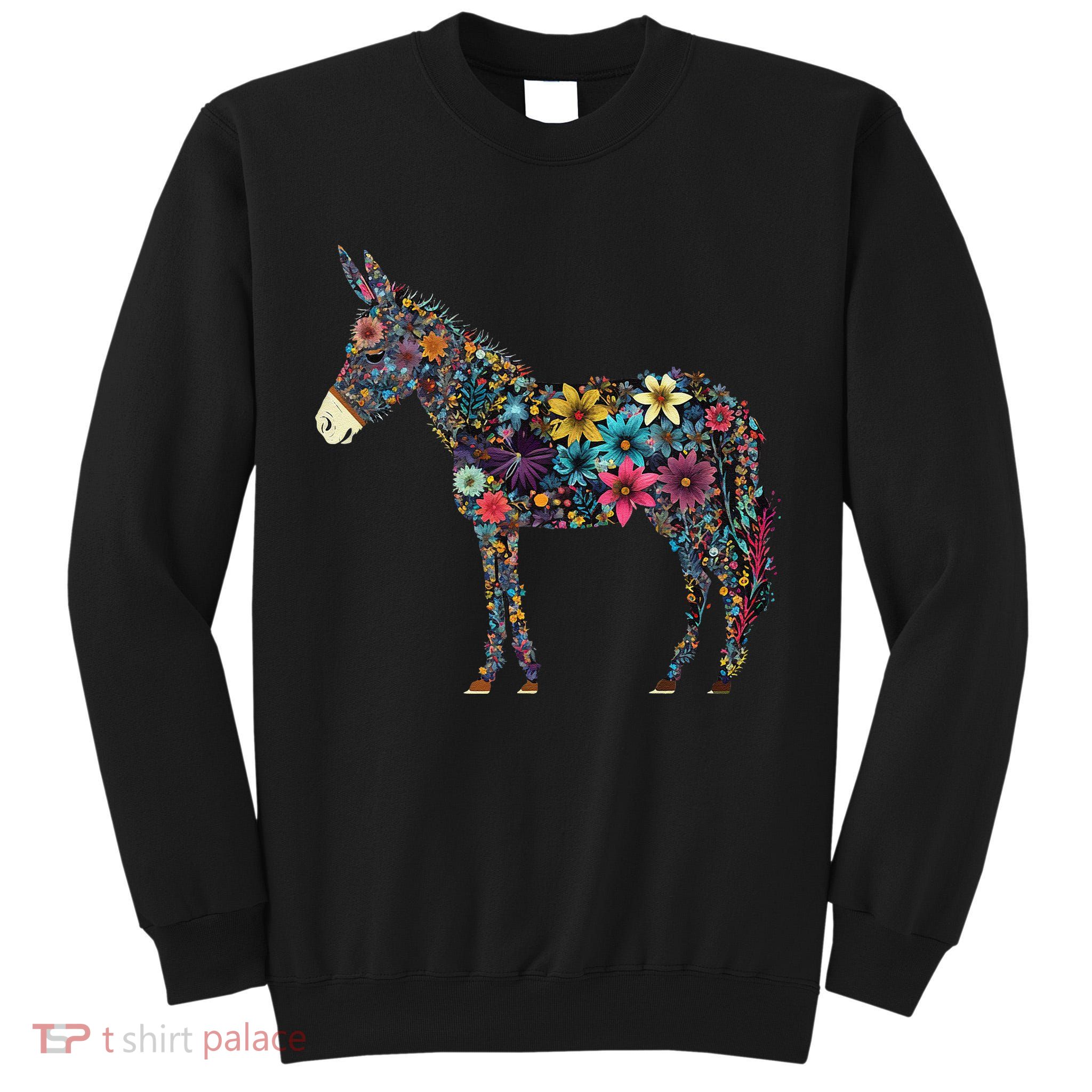 Cute Flower Donkey On Summer Floral Donkey Tall Sweatshirt
