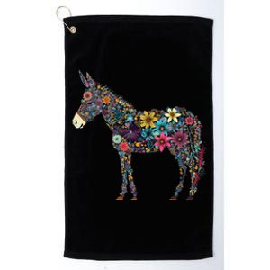 Cute Flower Donkey On Summer Floral Donkey Platinum Collection Golf Towel