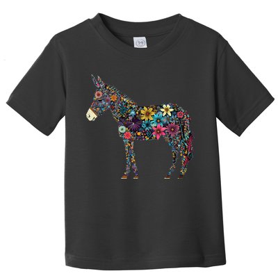 Cute Flower Donkey On Summer Floral Donkey Toddler T-Shirt