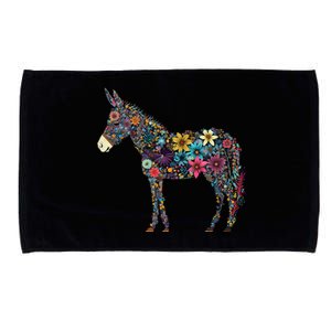 Cute Flower Donkey On Summer Floral Donkey Microfiber Hand Towel