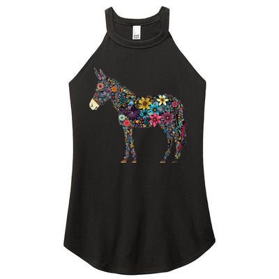 Cute Flower Donkey On Summer Floral Donkey Women's Perfect Tri Rocker Tank