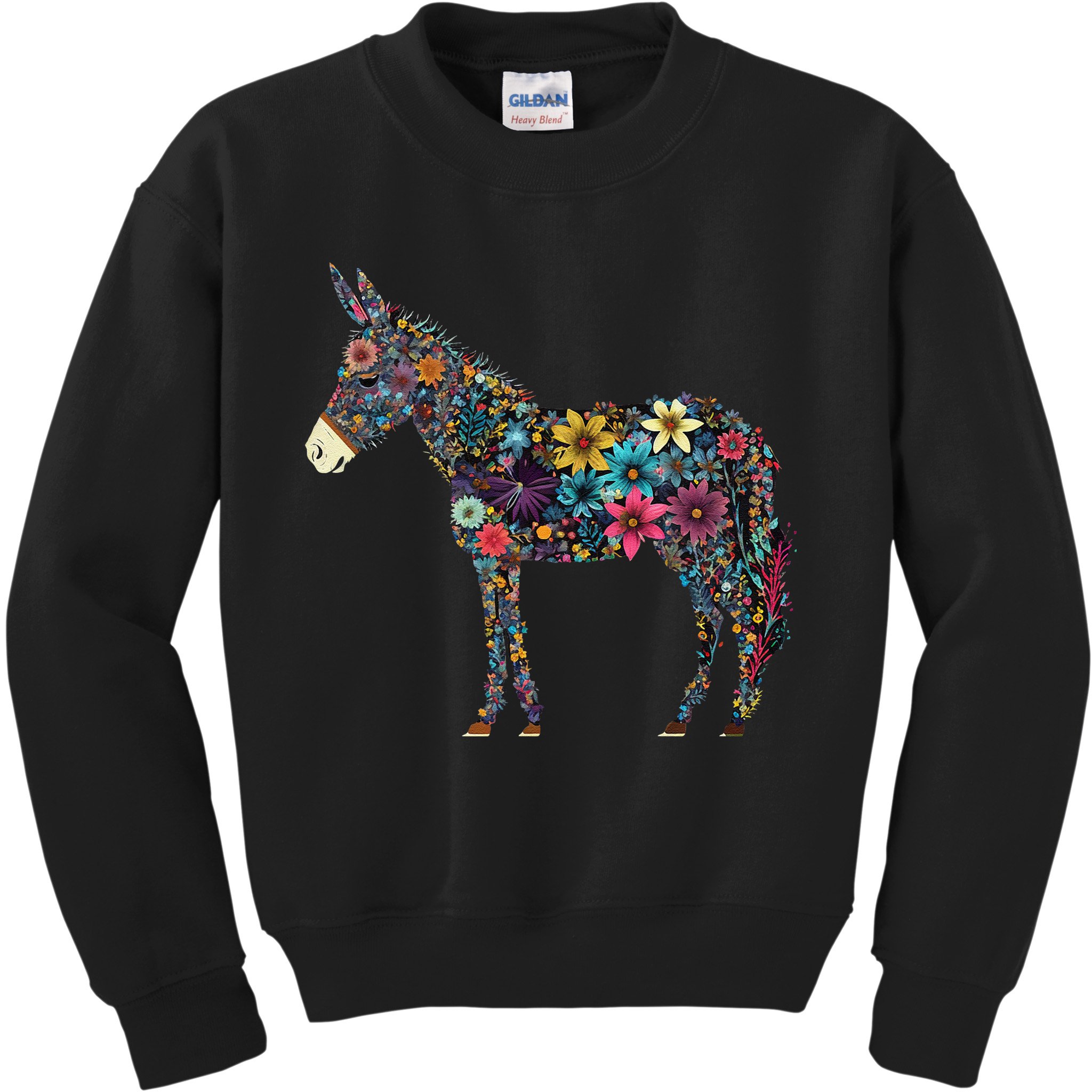 Cute Flower Donkey On Summer Floral Donkey Kids Sweatshirt