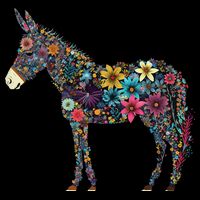 Cute Flower Donkey On Summer Floral Donkey Short Acrylic Beanie