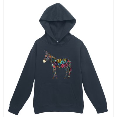 Cute Flower Donkey On Summer Floral Donkey Urban Pullover Hoodie