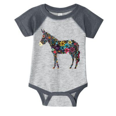 Cute Flower Donkey On Summer Floral Donkey Infant Baby Jersey Bodysuit