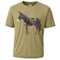 Cute Flower Donkey On Summer Floral Donkey Cooling Performance Crew T-Shirt