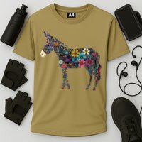 Cute Flower Donkey On Summer Floral Donkey Cooling Performance Crew T-Shirt