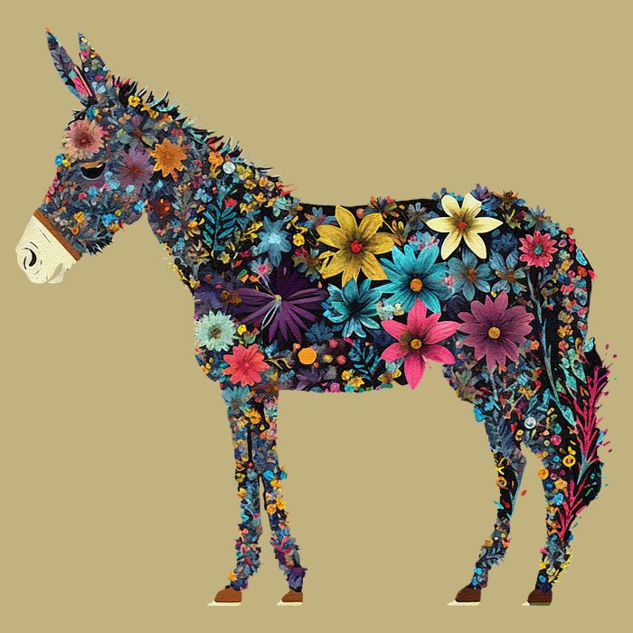 Cute Flower Donkey On Summer Floral Donkey Cooling Performance Crew T-Shirt