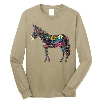 Cute Flower Donkey On Summer Floral Donkey Long Sleeve Shirt