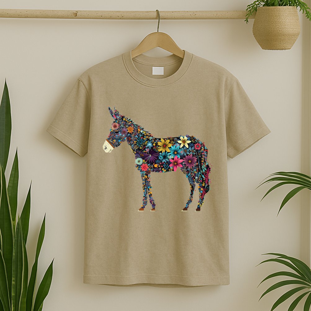 Cute Flower Donkey On Summer Floral Donkey T-Shirt