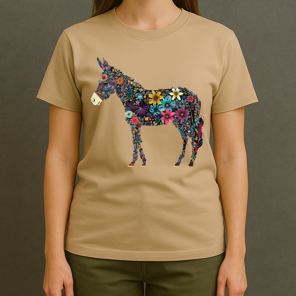 Cute Flower Donkey On Summer Floral Donkey T-Shirt