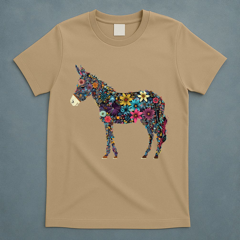 Cute Flower Donkey On Summer Floral Donkey T-Shirt