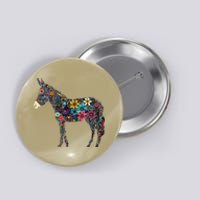 Cute Flower Donkey On Summer Floral Donkey Button