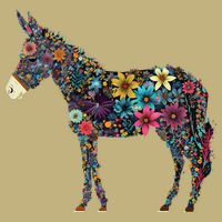 Cute Flower Donkey On Summer Floral Donkey Button