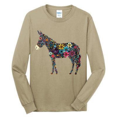 Cute Flower Donkey On Summer Floral Donkey Tall Long Sleeve T-Shirt