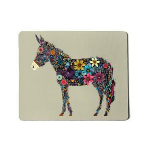 Cute Flower Donkey On Summer Floral Donkey Mousepad