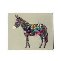 Cute Flower Donkey On Summer Floral Donkey Mousepad