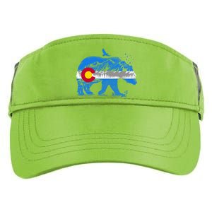 Colorado Flag Design Mountains And Bear Landscape Graphic Gift Adult Drive Performance Visor