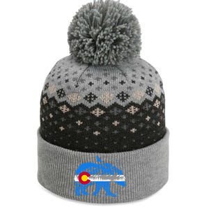 Colorado Flag Design Mountains And Bear Landscape Graphic Gift The Baniff Cuffed Pom Beanie