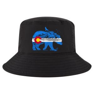 Colorado Flag Design Mountains And Bear Landscape Graphic Gift Cool Comfort Performance Bucket Hat