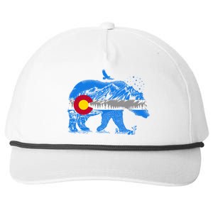 Colorado Flag Design Mountains And Bear Landscape Graphic Gift Snapback Five-Panel Rope Hat