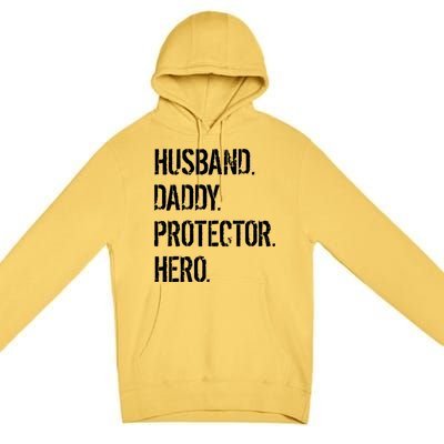 Cool Father Dad Husband Daddy Protector Hero Funny Gift Premium Pullover Hoodie