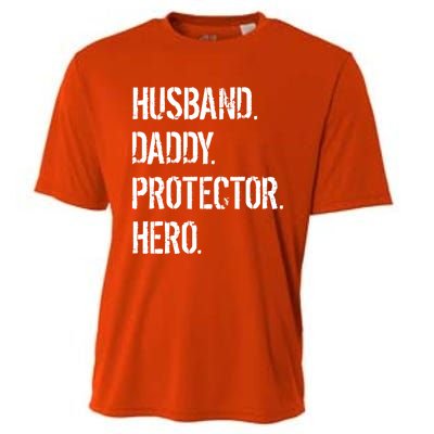 Cool Father Dad Husband Daddy Protector Hero Funny Gift Cooling Performance Crew T-Shirt