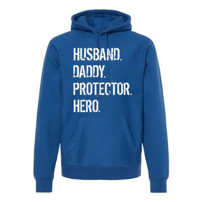 Cool Father Dad Husband Daddy Protector Hero Funny Gift Premium Hoodie