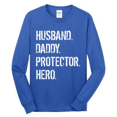 Cool Father Dad Husband Daddy Protector Hero Funny Gift Tall Long Sleeve T-Shirt