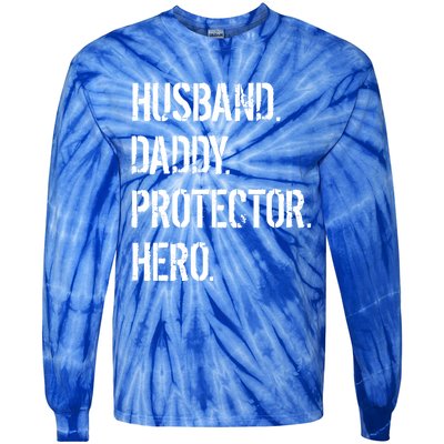 Cool Father Dad Husband Daddy Protector Hero Funny Gift Tie-Dye Long Sleeve Shirt