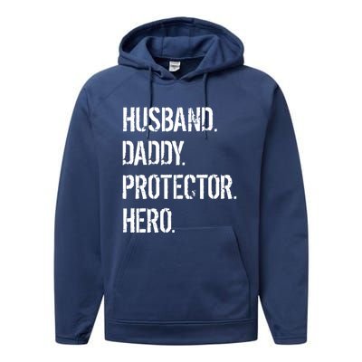 Cool Father Dad Husband Daddy Protector Hero Funny Gift Performance Fleece Hoodie