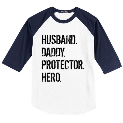 Cool Father Dad Husband Daddy Protector Hero Funny Gift Baseball Sleeve Shirt