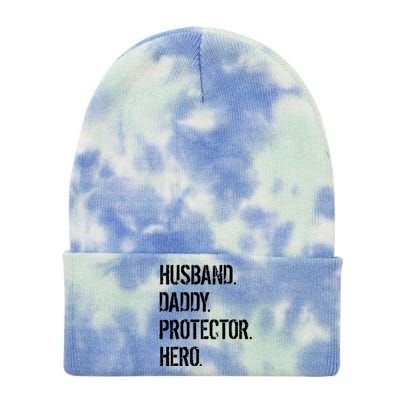 Cool Father Dad Husband Daddy Protector Hero Funny Gift Tie Dye 12in Knit Beanie