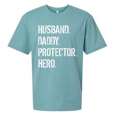 Cool Father Dad Husband Daddy Protector Hero Funny Gift Sueded Cloud Jersey T-Shirt