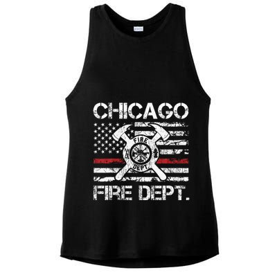 Custom Fire Department Thin Red Line Flag Personalize City Or State Ladies PosiCharge Tri-Blend Wicking Tank