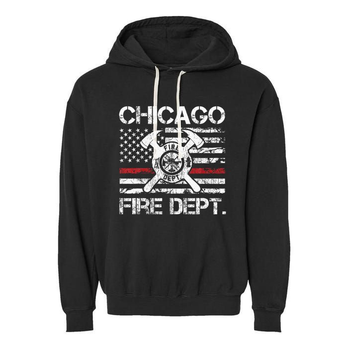 Custom Fire Department Thin Red Line Flag Personalize City Or State Garment-Dyed Fleece Hoodie