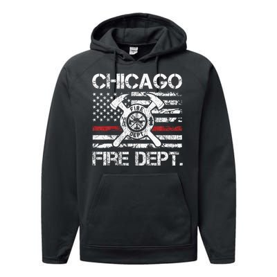 Custom Fire Department Thin Red Line Flag Personalize City Or State Performance Fleece Hoodie