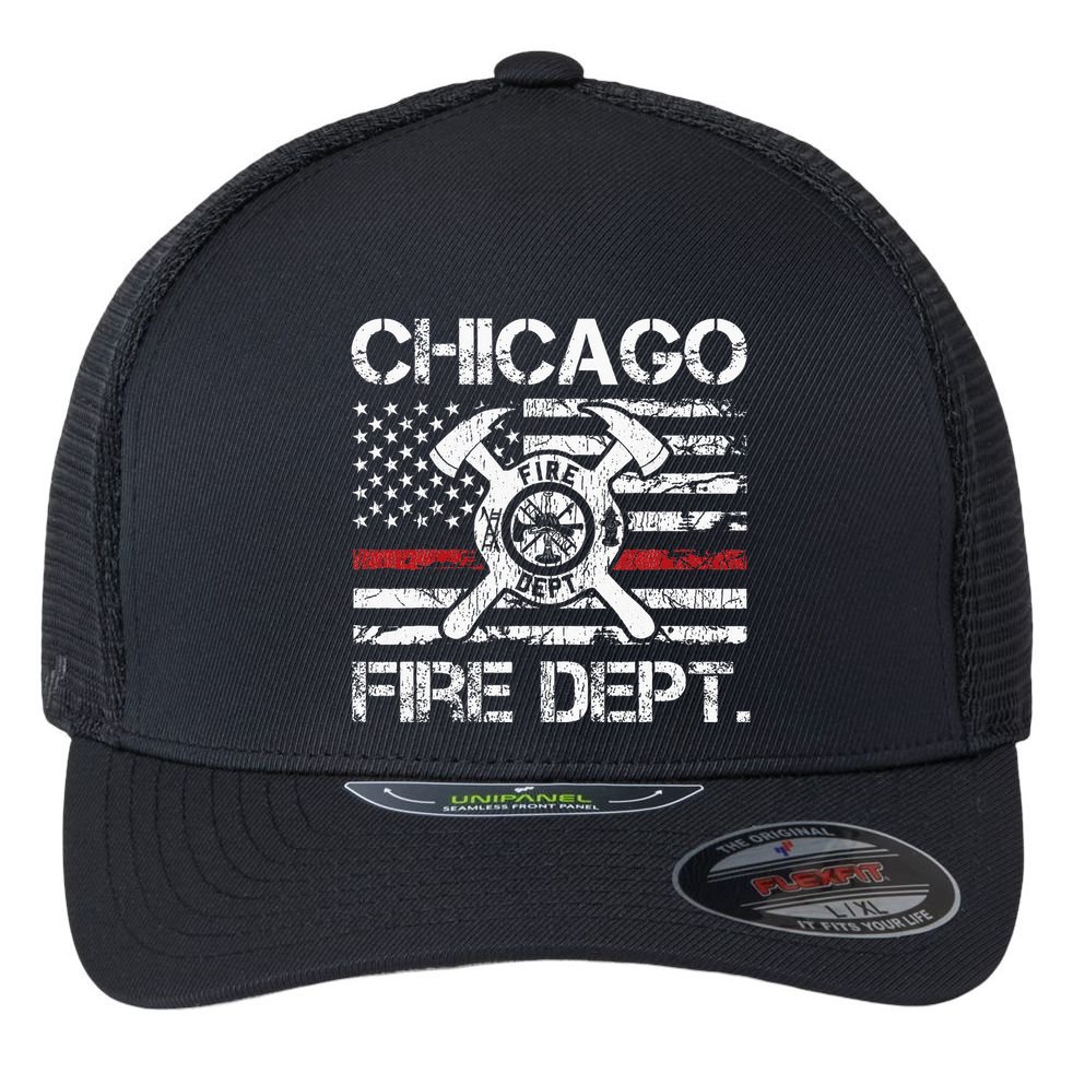 Custom Fire Department Thin Red Line Flag Personalize City Or State Flexfit Unipanel Trucker Cap