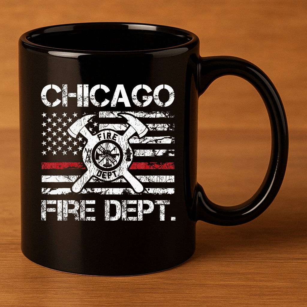Custom Fire Department Thin Red Line Flag Personalize City Or State 11oz C Handle Ceramic Mug