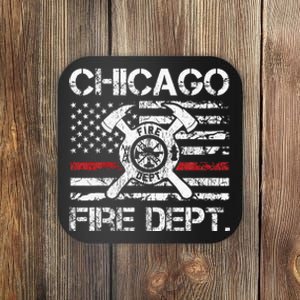 Custom Fire Department Thin Red Line Flag Personalize City Or State Coaster