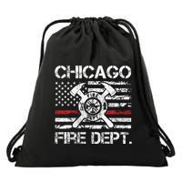 Custom Fire Department Thin Red Line Flag Personalize City Or State Drawstring Bag