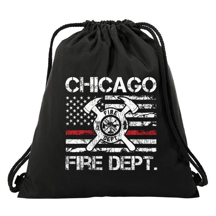 Custom Fire Department Thin Red Line Flag Personalize City Or State Drawstring Bag