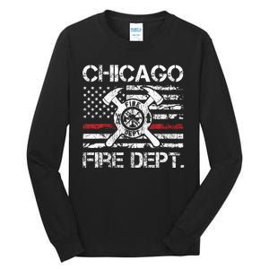 Custom Fire Department Thin Red Line Flag Personalize City Or State Tall Long Sleeve T-Shirt